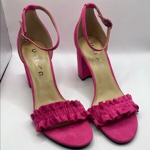 Unisa Fuchsia Ruffle Strap Heels